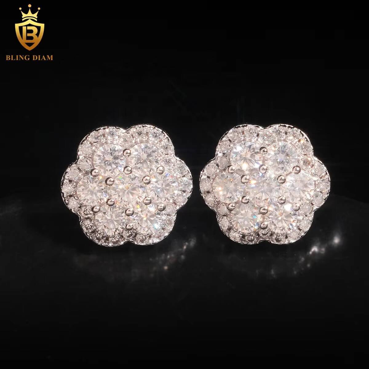 Pass Diamond Tester 925 Sterling Silver VVS Moissanite Hip Hop Custom Stud Earrings