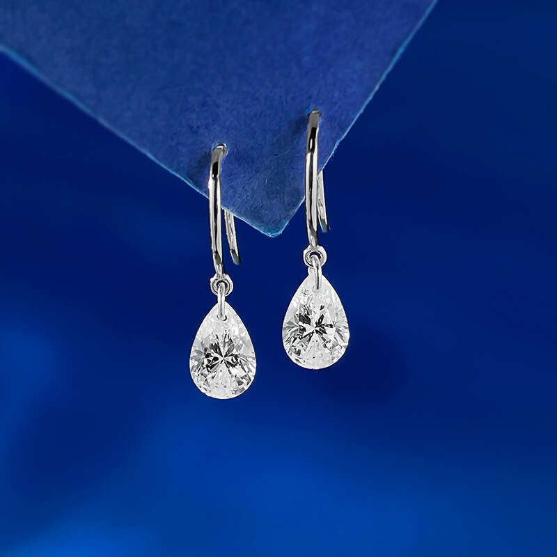 Mujing Jewelry Live New S Sier 6*9mm Pear-shaped Water Drop Earrings Fashionable Light Elegant Versatile Style