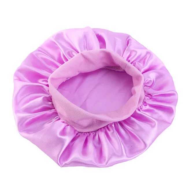 New Kids Girls Boys Satin Night Sleep Cap Wide Band Elastic Turban Headwear Bonnet Hair Care Beanie Nightcap Scarf Bandana XJ250812