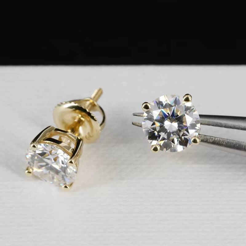Wholesale Price 6.5mm 2ct Earrings 925 Sterling Silver Pass Tester Vvs Moissanite Diamond Stud Earrings