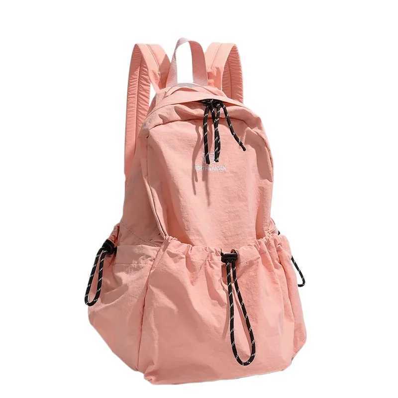 Nylon Solid Color Large Capacity Backpack Soft Versatile Bags Female 2025 High Quality Air Cushion Strap Soft Casual Backpack Y250811