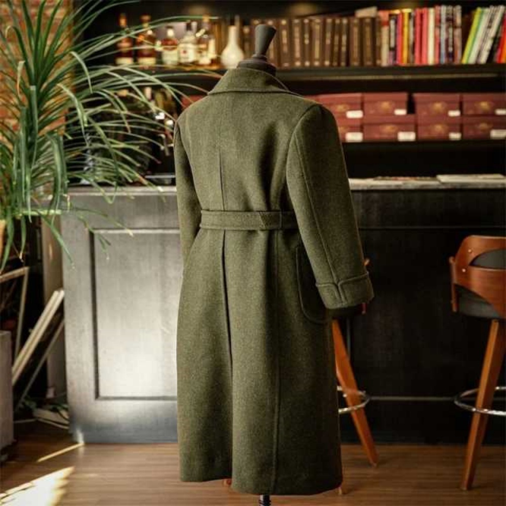 High Quality Long Woolen Coat Double Breasted Autumn Winter Thickened Belted Outerwear Formal Business Warm Long Coat