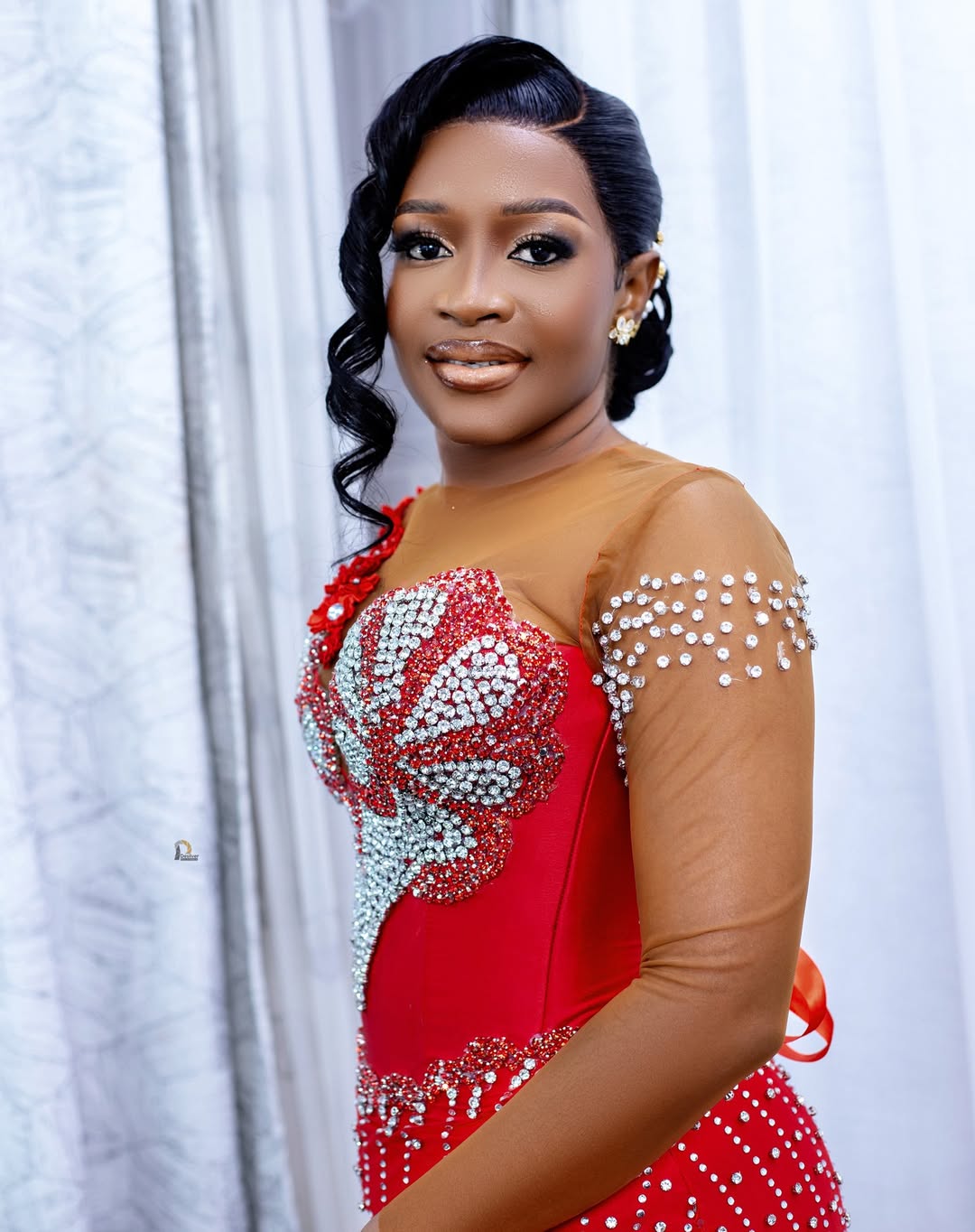 Mermaid Red Plus Size Prom Dress 2025 Evening Dresses For Special Occasions Sheer Neck Beaded Lace Tiered Illusion Birthday Second Reception Gown AM20