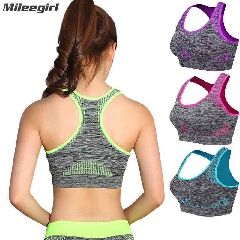 Mileegirl Shockproof Quick Dry Sports Crop Top Women Padded Gather Bra Push Up Gym Running Seamless Workout Fitness Bra Z250812