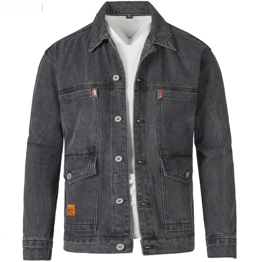 Spring Autumn Mens Denim Coats Multi-pocket Loose Single-breasted Cardigan Fashion Casual Cargo Jackets Men Jeans Jacket 250811