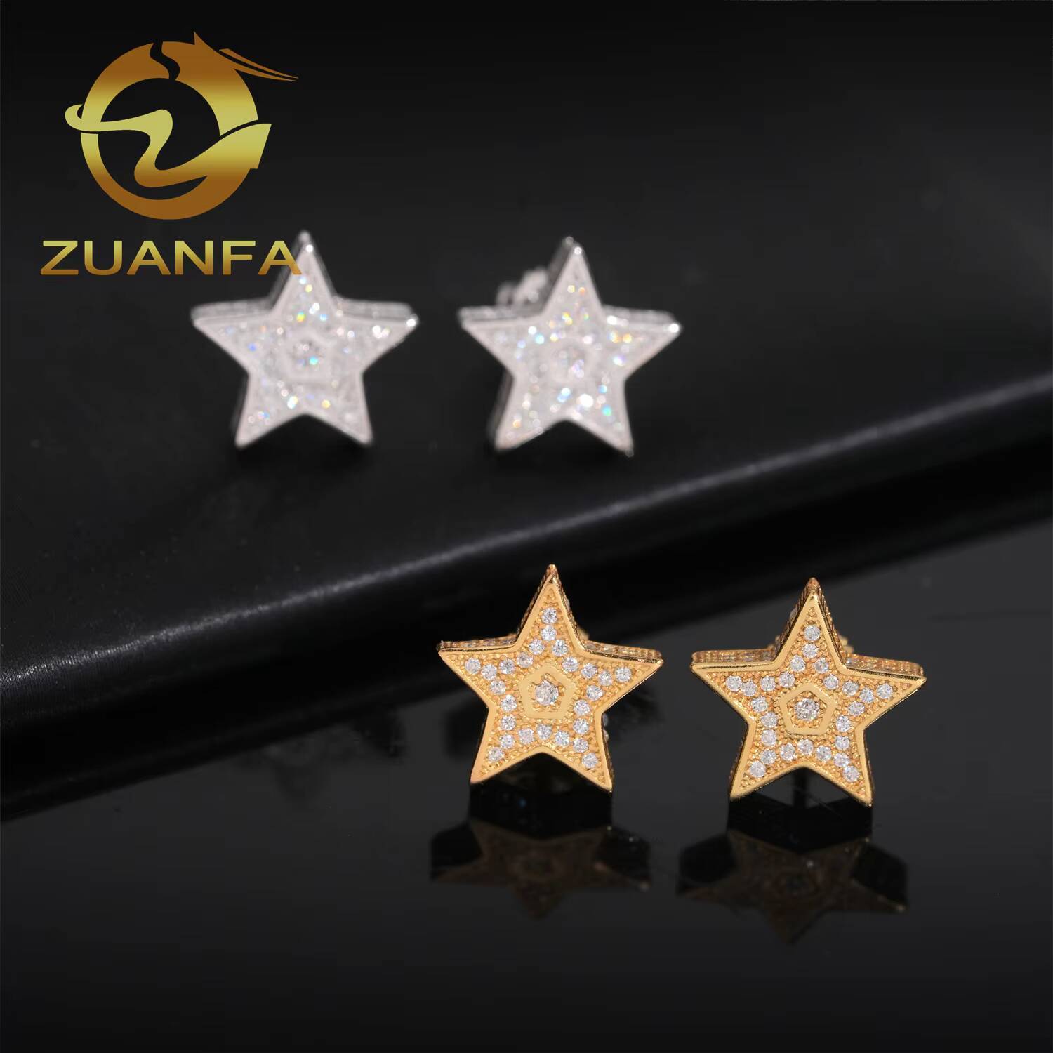 Fashion Star Earrings Cluster Moissanite Diamond Stud Earrings 925 Sterling Silver Iced Out Moissanite Screw Back Earrings