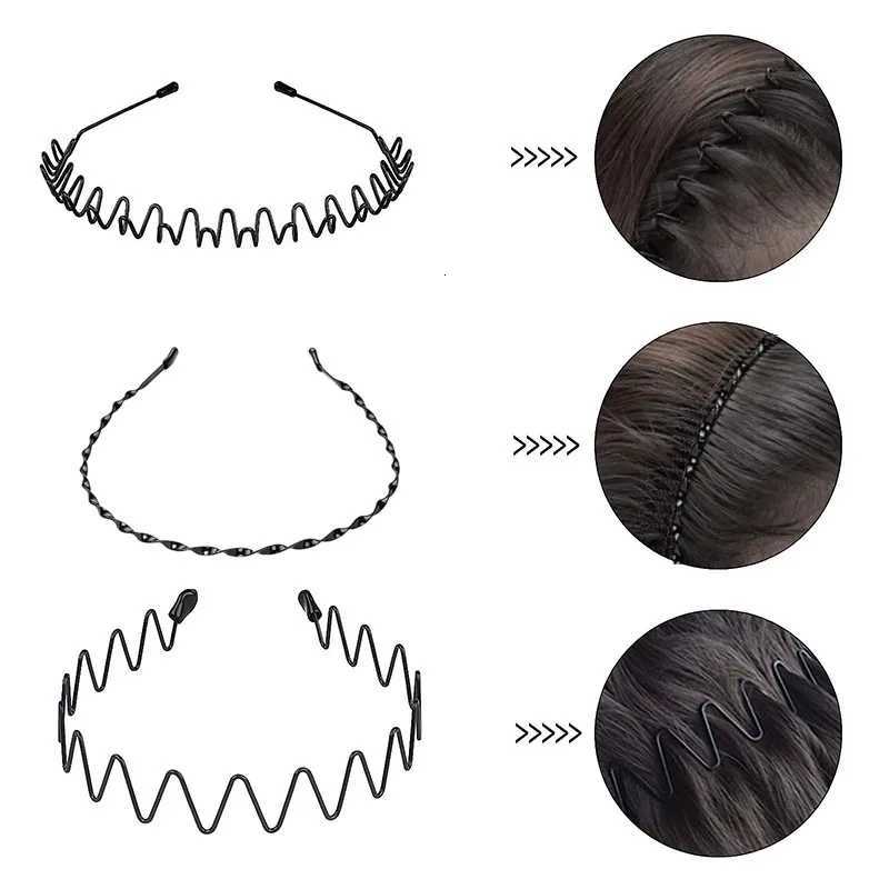 6pcs/Set UniseX Bands Wavy HaiRBand Hair Hoop Wen Men Sport Fashion Hair Band Black Non-Slip Simple Hair AccESSories X250812