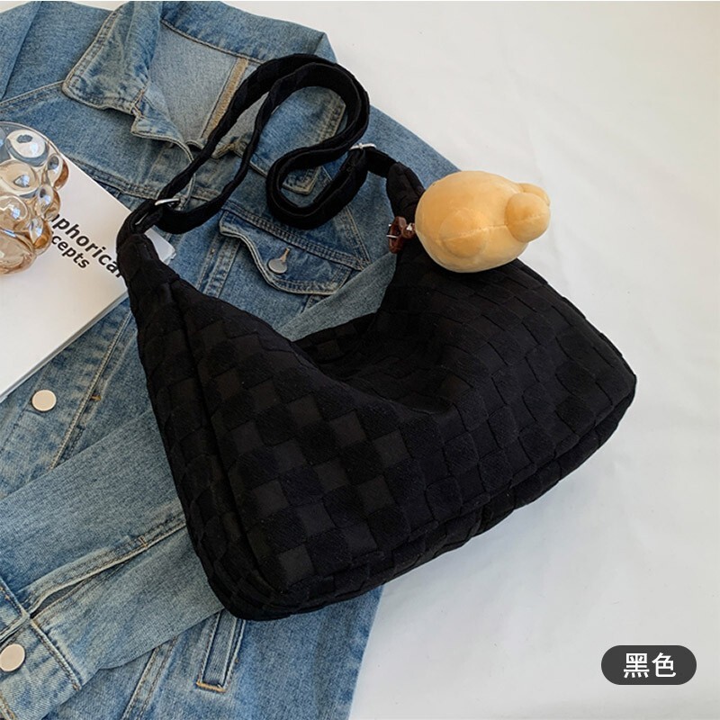 Ins Style Large Capacity Canvas Women Korean Version Literary Single Shoulder Handheld Tote for Female College Students Class Crossbody Bag