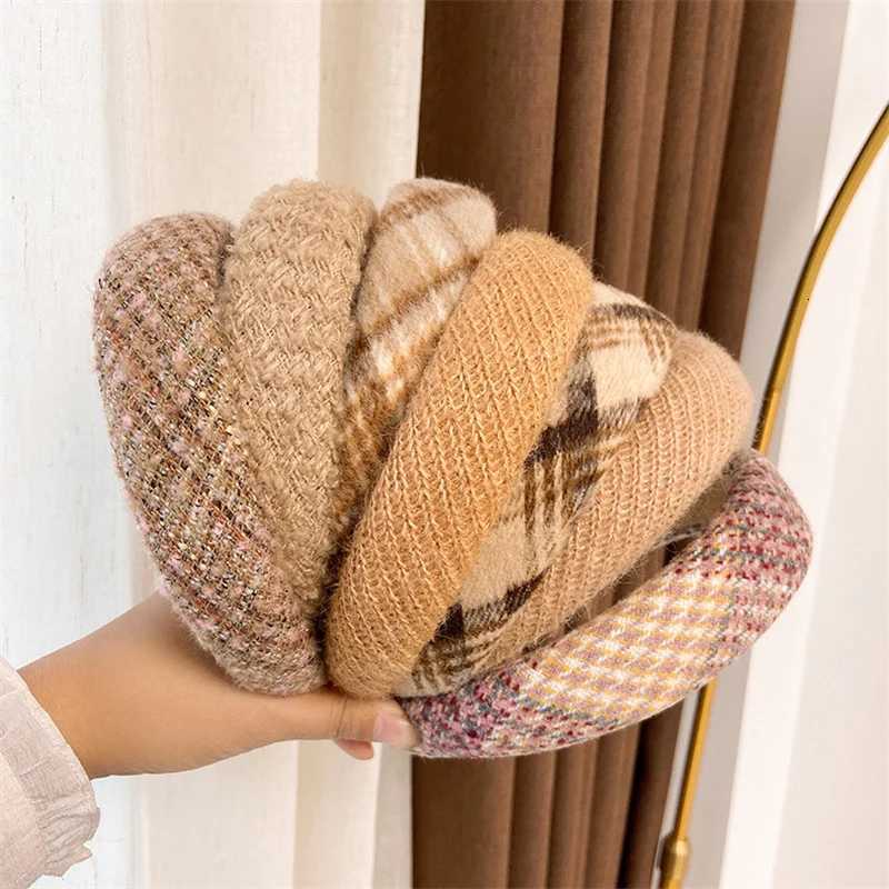 Winter Fashion Coffee Color Latt Sponge Band for Women Girl Plush Wide Side Hairband Velvet Hair Hoop Hair Accessories X250812
