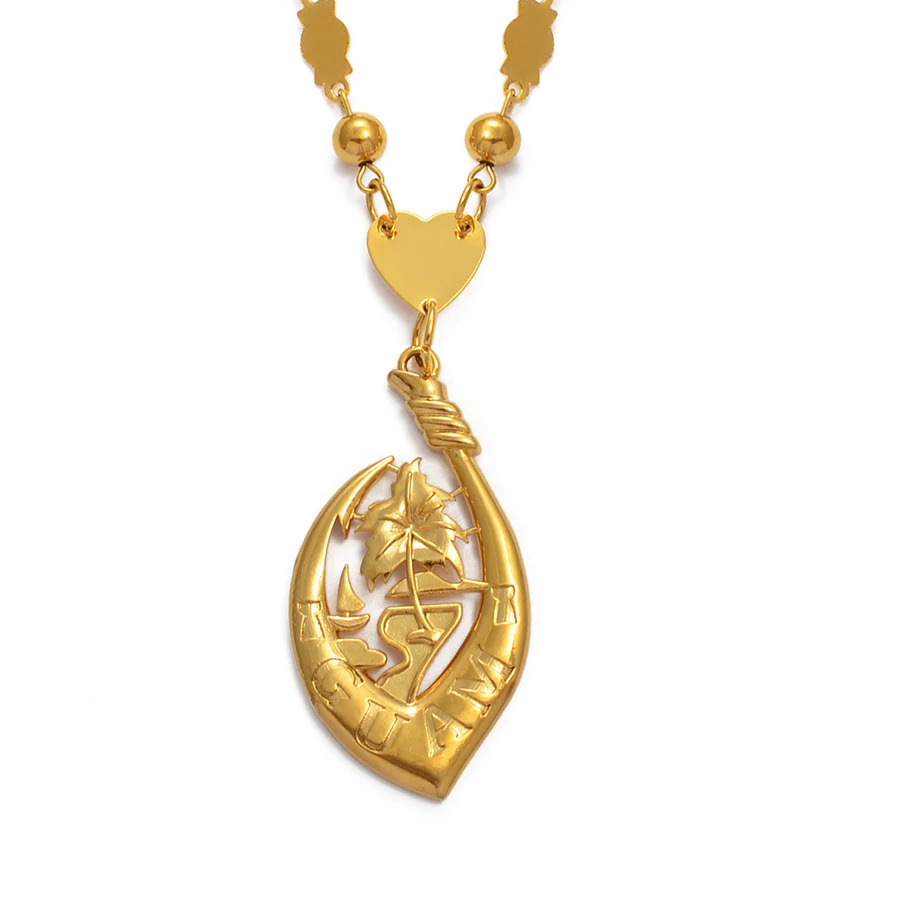 Anniyo Guam Pendant Necklaces for Women Men Gold Color Micronesia Ethnic Jewelry Party Item #215206 250807
