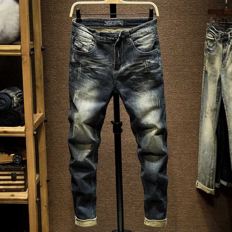 2024 Spring and Autumn Mens Jeans Denim Pants Slim Fit Retro Stretch Trousers for Men Streetwear Moto Biker Jeans High Quality X250812