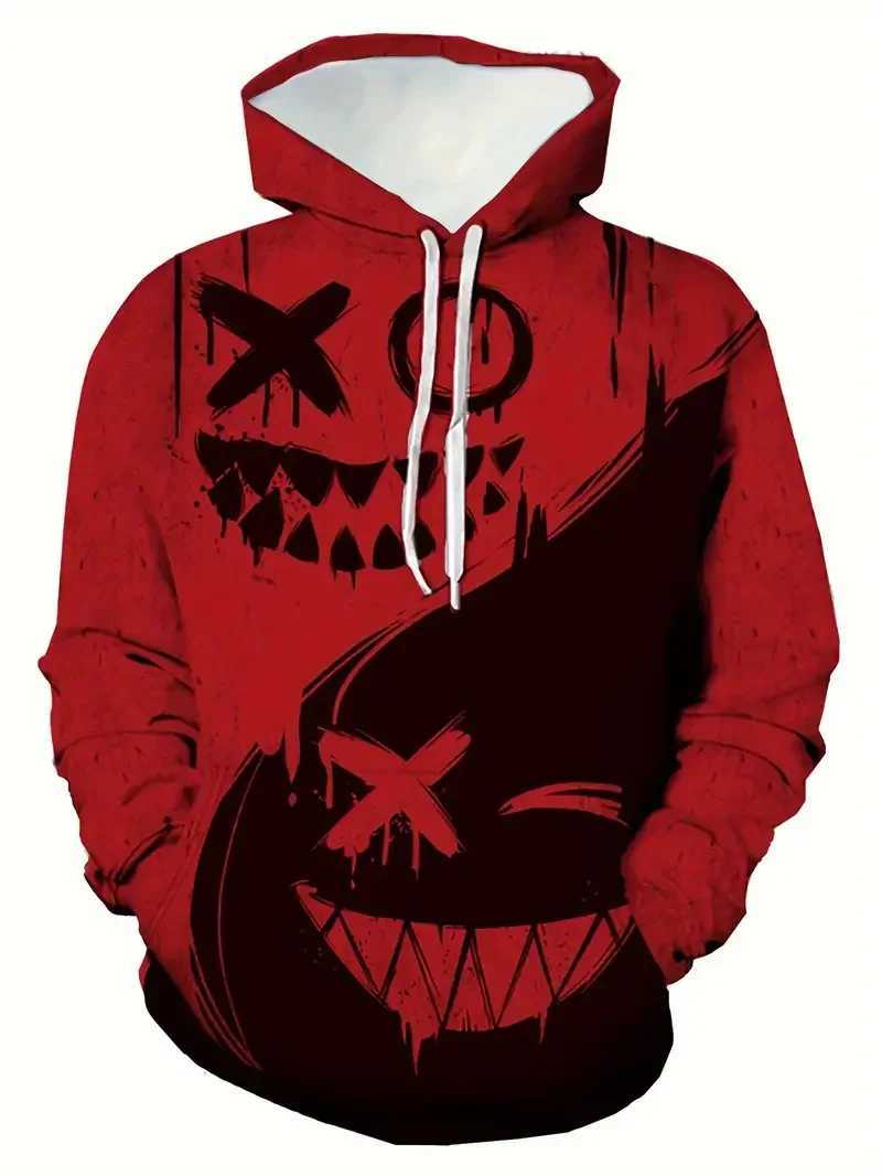 Mens Creative Smiling Face Pattern Printed Hoodie Fashionable Mens Trendy Hoodie Casual Design Hoodie With Pocket Streetwear Y250811