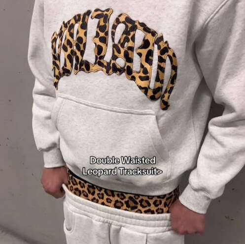 2025 Summer New Street Style Leopard Print Casual Double-Headed Shorts Unisex Hooded Sweatshirt Set