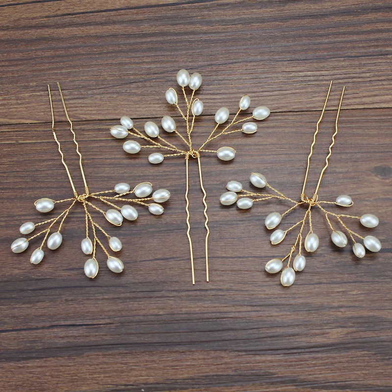 Silver Gold Color Handmade Simple Bride Hair Pin Pearl Vine Hairpin For Women Wedding Party Cute Accessories 250804
