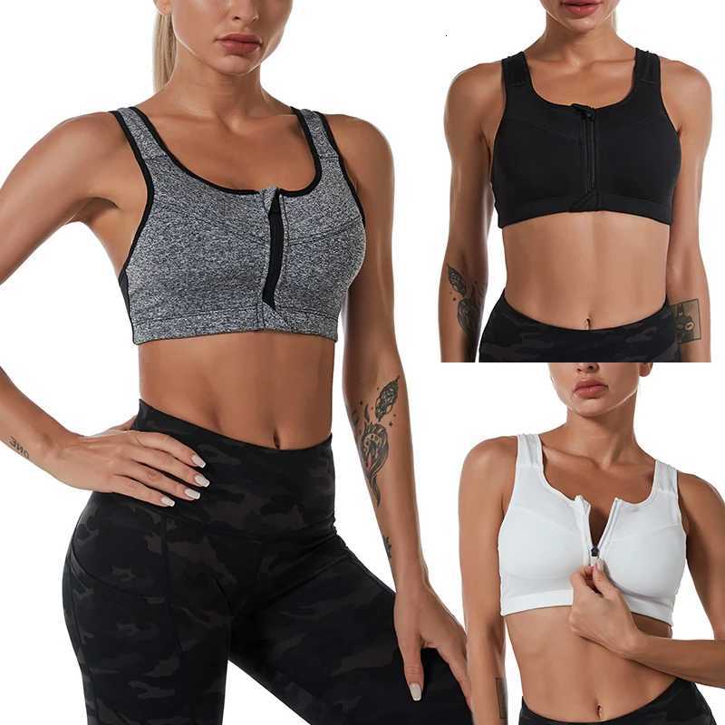 Plus Size Top Women Front Zipper Sports Bras Underwear Gym Fitness Push Up Athletic Running Sport Bra Top 3XL 4XL 5XL Z250812