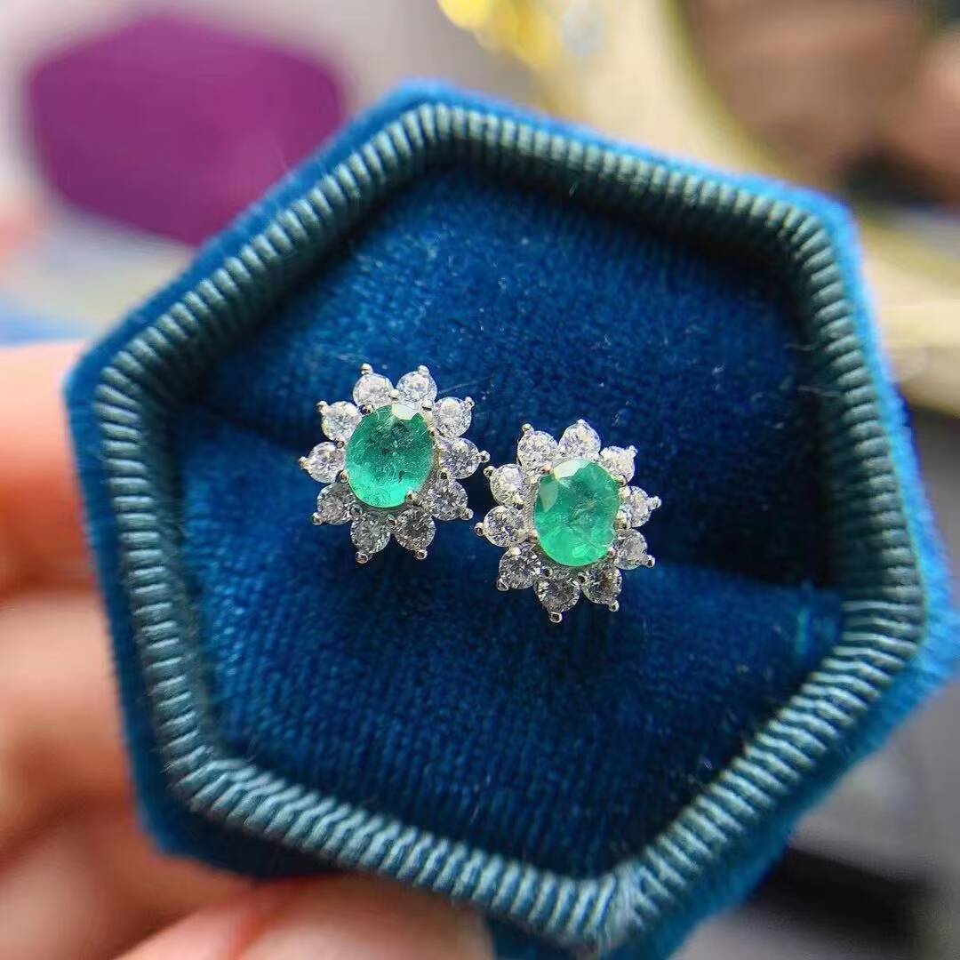 Wholesale Fashion 925 Sterling Silver Ladies Bulk Drop Earring Boho Statement Emerald Earrings for Women