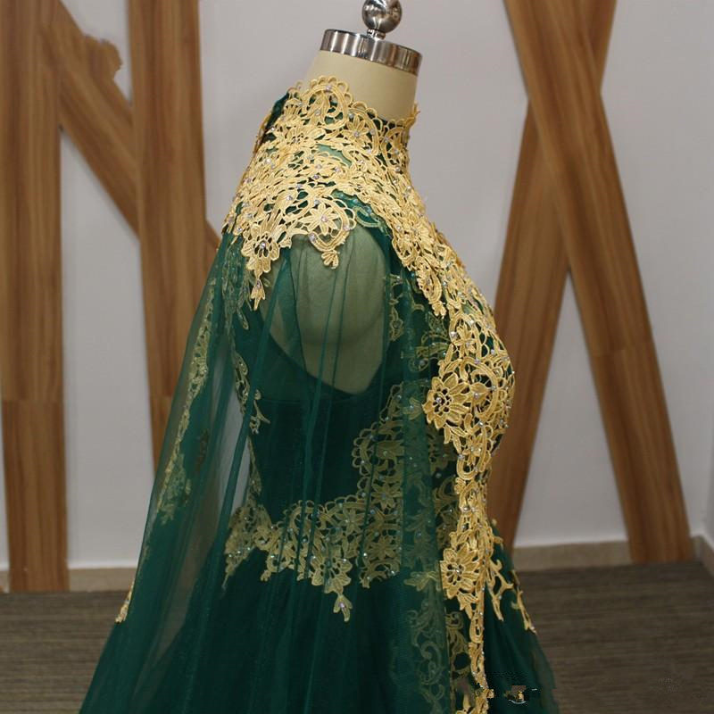 2025 Caucasian Sleeve Elegant Wedding Dress Long Sier Embroidered High Neck Traditional Bridal Gown Muslim Green Robe