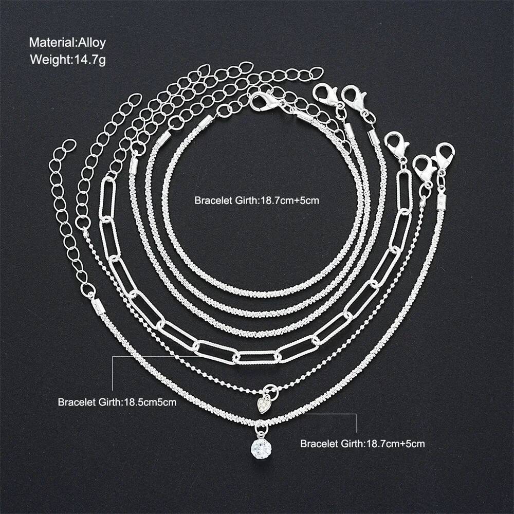 6Pcs Sterling Sier Rhinestone for Women Girls Korean Sparkling Starry Sky Charm Bracelets Party Jewelry