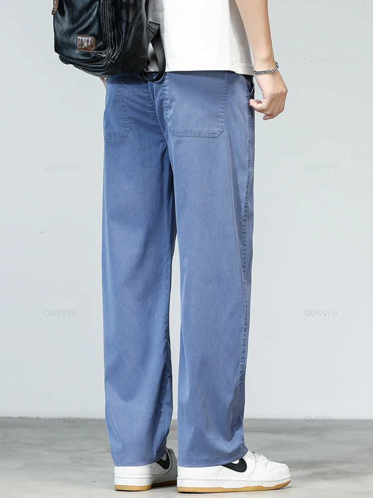 Summer Ultrathin High Quality Soft Lyocell Fabric Mens Jeans Loose Straight Denim Pants Design Casual Trousers Plus Size M-5XL X250812