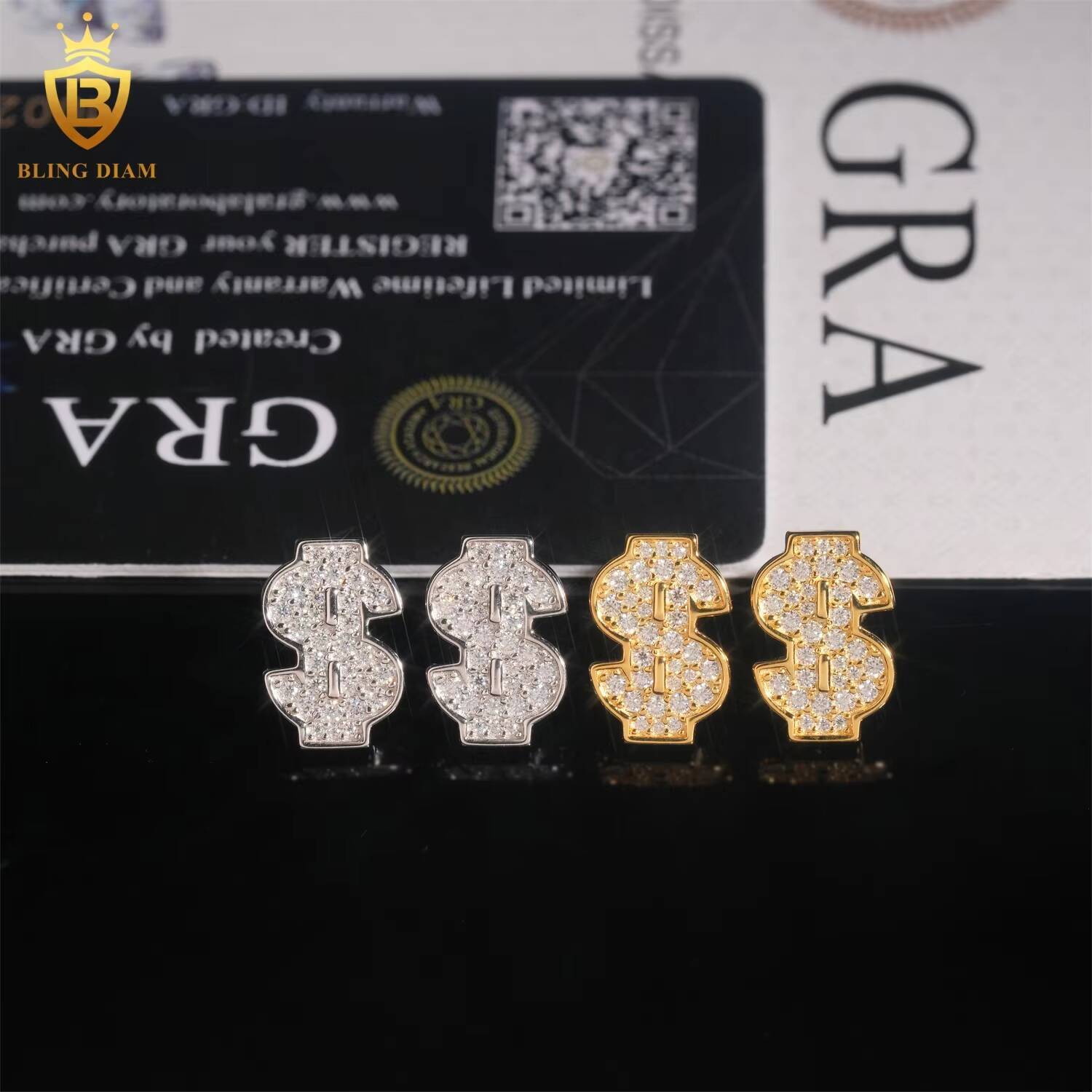 Factory Price Bling VVS Moissanite Luxury 925 Sterling Silver Custom Iced Out Stud Earrings