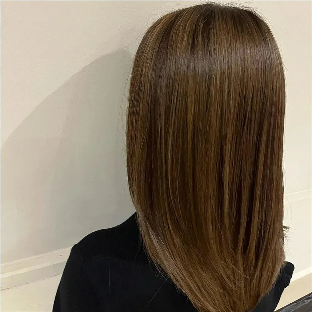 Highlight Blond long full lace straight natural dark brown Human Hair Wig With Baby Hair HD Lace European Hair lace front Preplucked