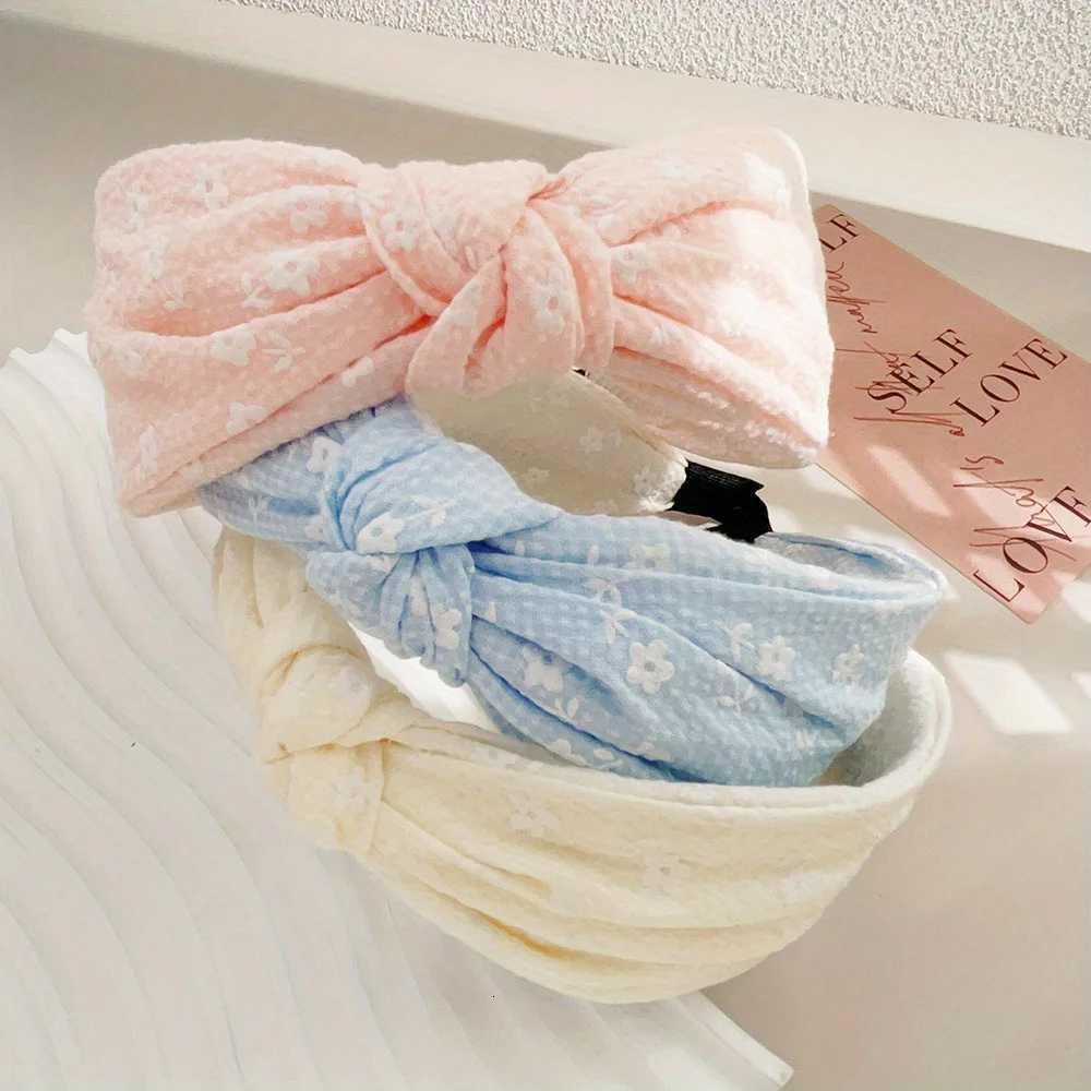 2025 New Hair Styling Accessories Small Flower Hairbands for Women Girls Soft Wide Hoops Big Bowknot Cross Band Summer Gift X250812