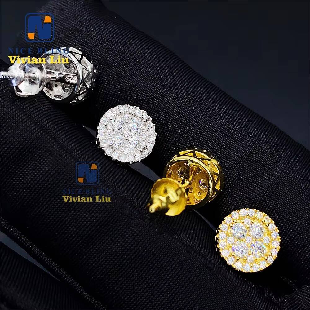 Pass Diamond Tester High Quality S925 Sterling Silver Luxury Fashion Jewelry Vvs Moissanite Stud Earrings