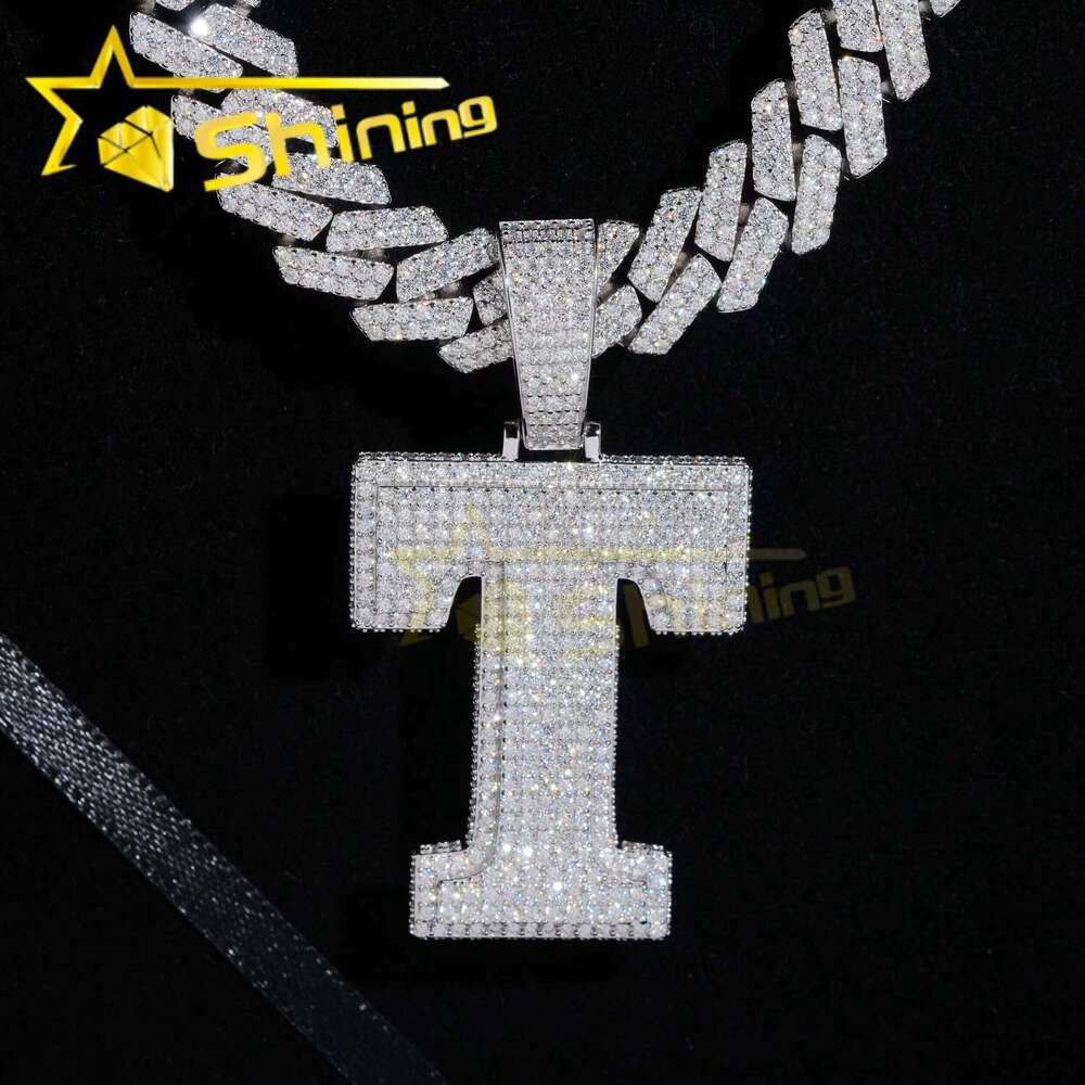 Hip Hop Vvs Moissanite Dia Iced Out Pass Dias Tester Sier Hot Sale Initial Letters Pendant Fine Jewelry