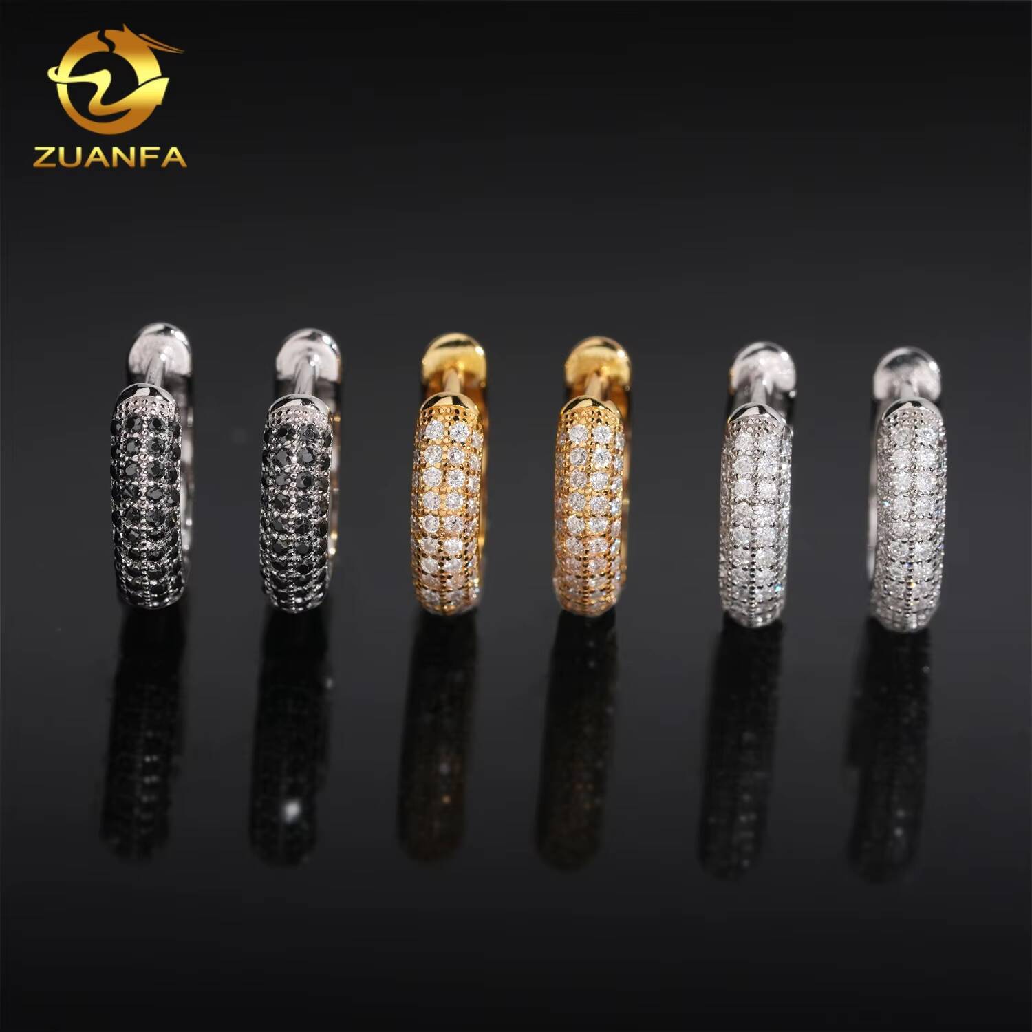 Wholesale D VVS Moissanite Hoop Earrings Screw Back 925 Silver Hip Hop Earrings for Men and Women