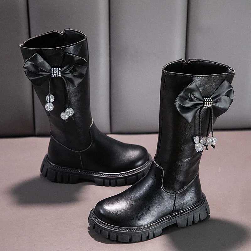 Girls Boots Zip Kids Knee High Non-Slip Plush Long Snow Boots for Girls High Leather Boots Winter Fashion Princess Boots XJ250812