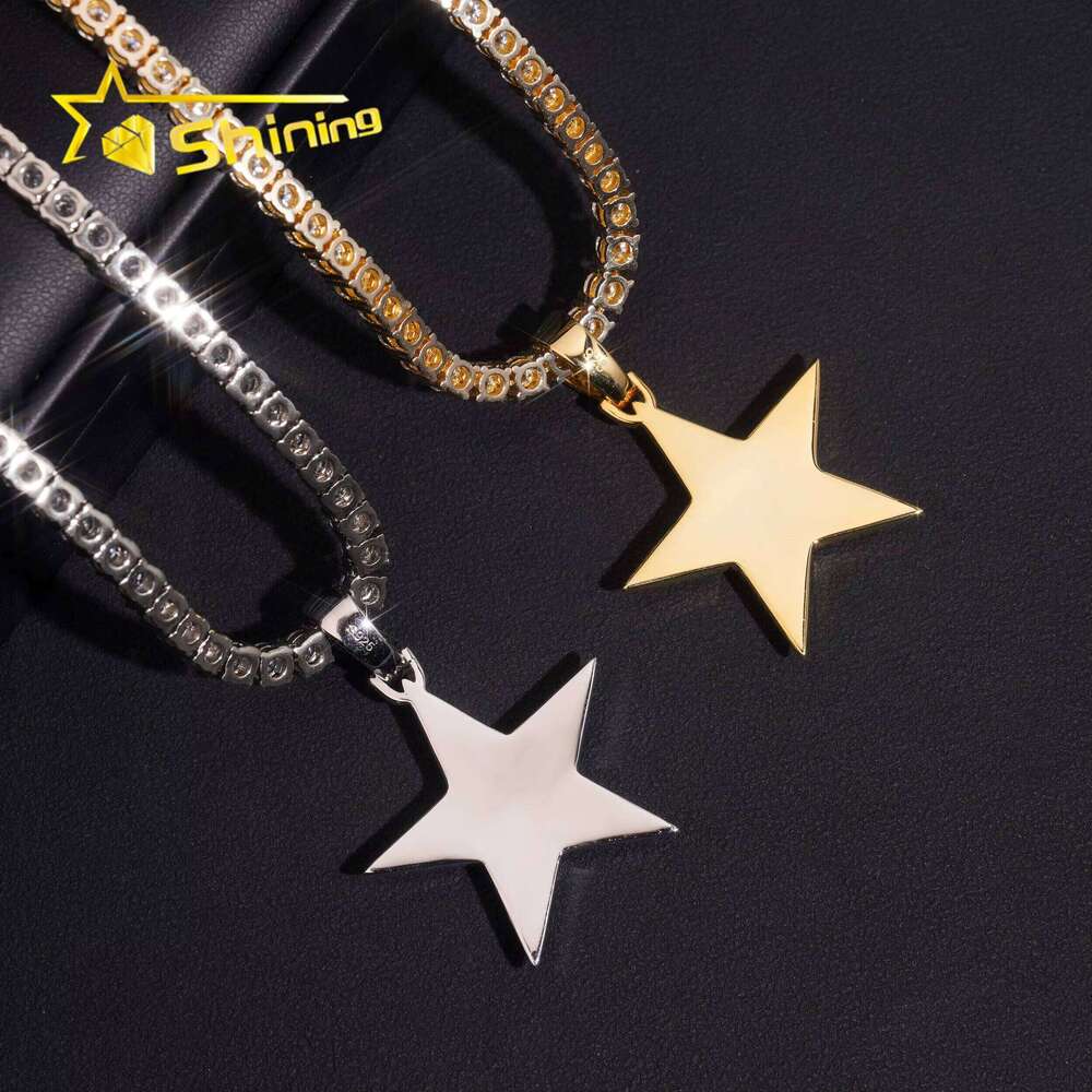 Hip Hop Iced Out Star Sterling Sier Gold Plated Moissanite Pass Dia Test Charm Pendant