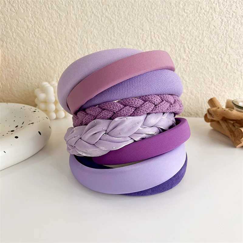 Korea Ins Purple Band Wens Fashion Solid Color Wide Band Girls Cute Sweet Hairbands Hair Hoop Fem Hair Accessories X250812