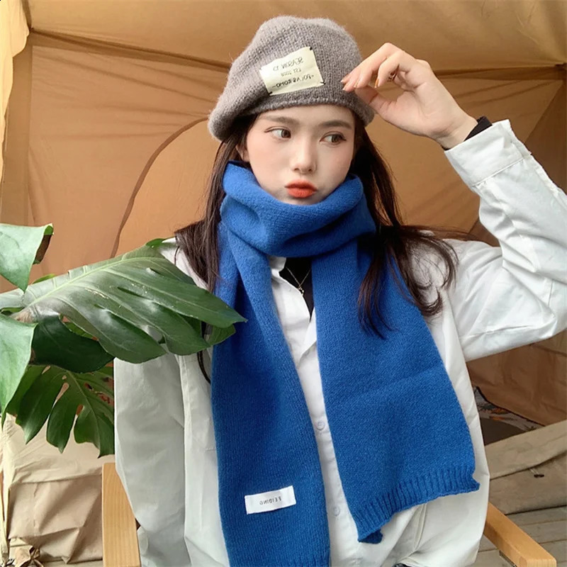 2025 Knitted Red Scarf Women Winter Simple Classic Solid Color Wraps Men Couple Scarf Soft Warm Thermal Wool Muffler 250812