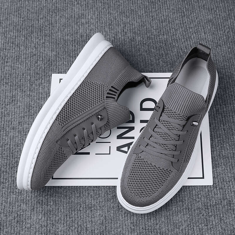 Free shipping Flyknit Men's Trendy Slip-On Casual Sneakers Soft Sole Hollow Mesh Breathable Air Conditioning Shoes