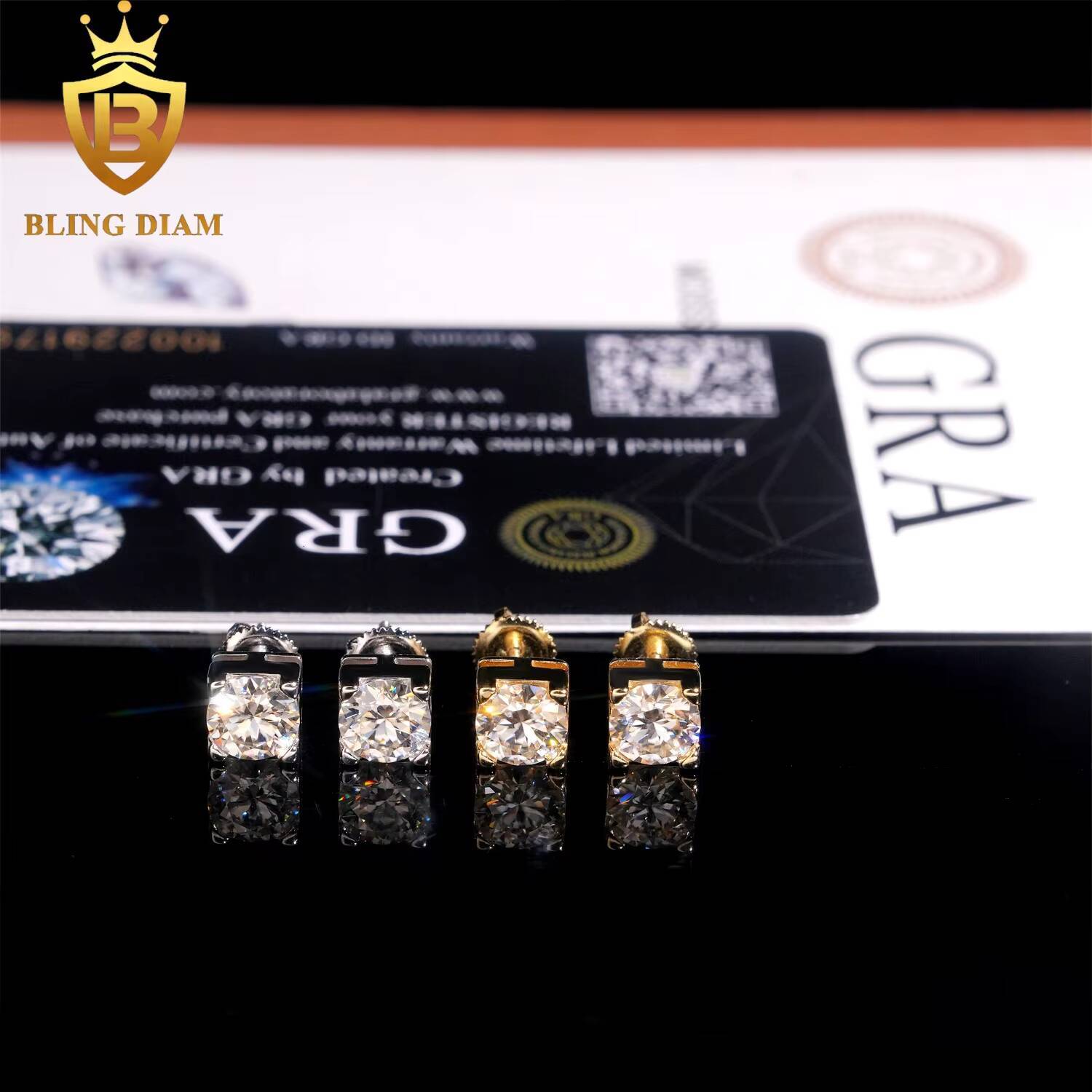 Blingdiam Jewelry Cheap Wholesale 925 Silver Vvs Moissanite With Certificated Lab Grown Diamond Real Gold Luxury Earrings