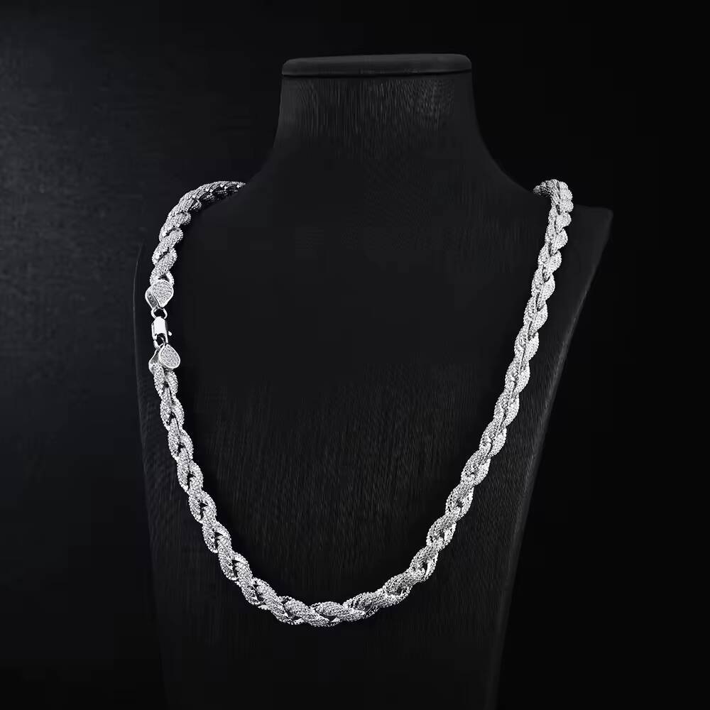 SPEEDIN Gra Certificate Factory Price Custom Rapper 8mm 925 Sterling Silver Full Iced Out Moissanite Twist Rope Chain for Men