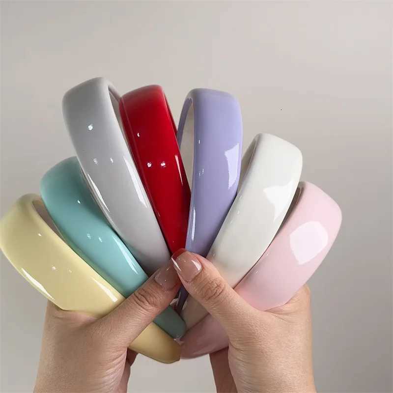 Summer Dopamine Candy Color Glossy Patent Leather Sponge Wide Bands for Women Girls Sweet Hair Hoop Fem Retro Dress X250812