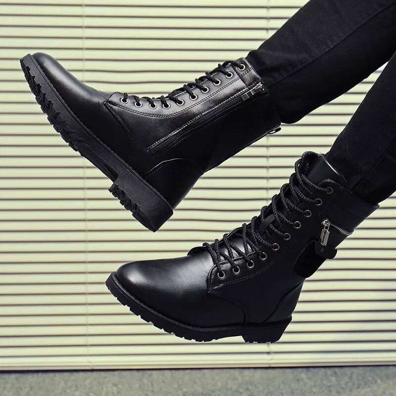 2023 Platform Thick Bottom Lace Up Mens Elevator Autumn Spring Women's Couple Boots