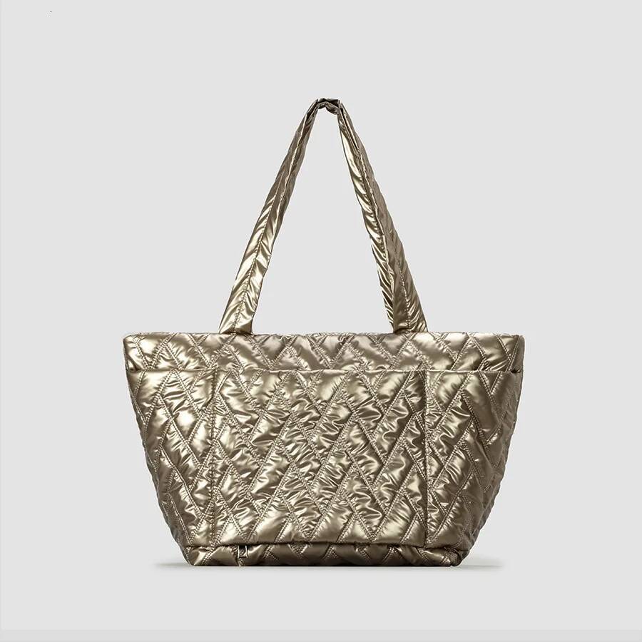 Casual Large Capacity Quilted Padded Tote Designer Women Shoulder Bags Soft Nylon Puffer Handbags Big Autumn And Winter Bag