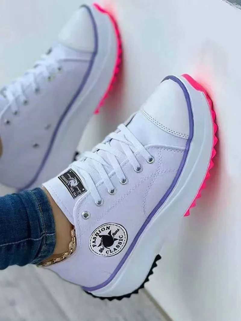 Womens Pattern Canvas Sneakers Casual Flat Lace-Up Shoes Womens Sneakers Womens Shoes Z250812