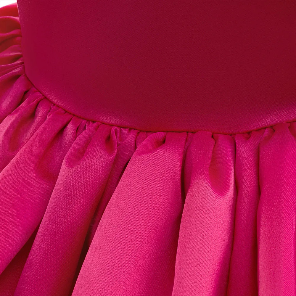 Satin Suspender Bow Dresses For Baby Girls Princess Evening Costume Birthday Festive Puffy Clothes For 4-7 year Old Girl 250811