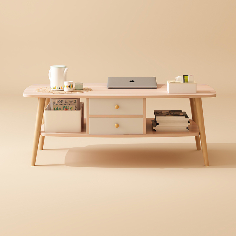 M8125 Double-layer coffee table for small apartment living room simple Japanese style small coffee table