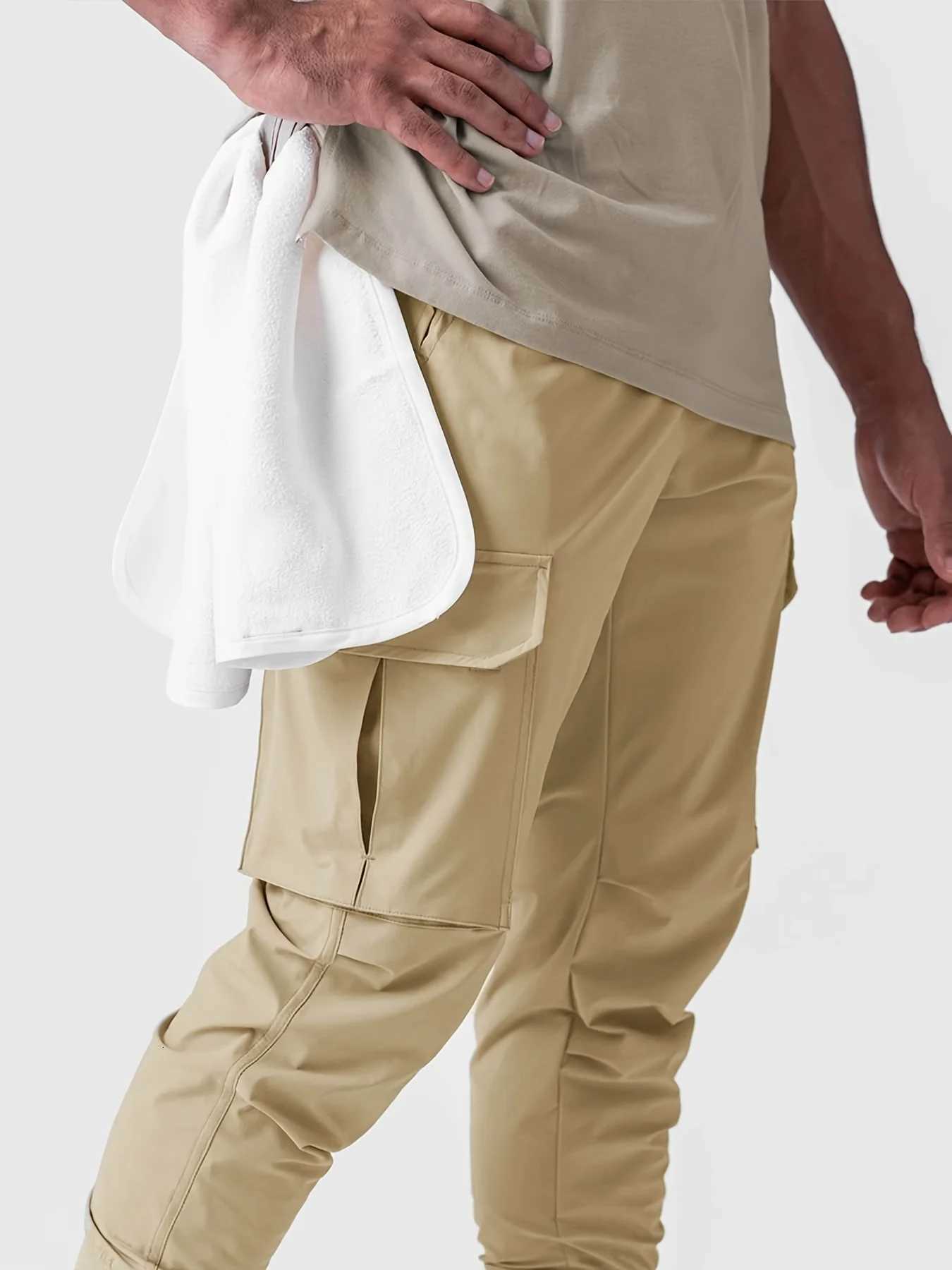 Thin Fitness Quick Drying Cropped Pants for Mens Sports and Leisure Quick Drying Multi Pocket Workwear Pants W250812