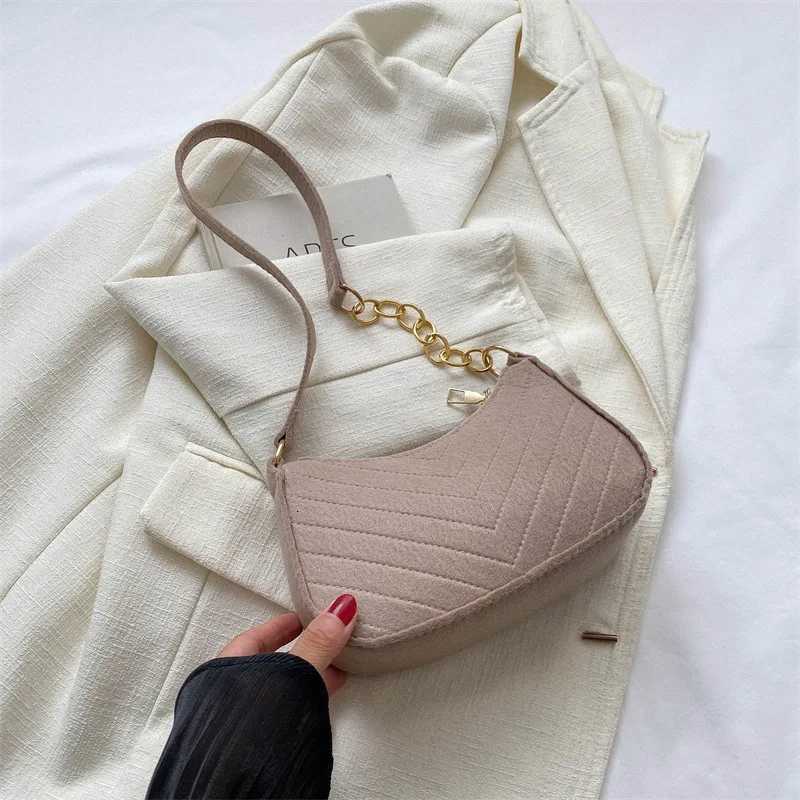 Mini Shoulder Bags for Women Fashion Felt Womens Bag Design Advanced Underarm Handbags Beautiful Purses Crescent SaddleBag 2024 Z250812