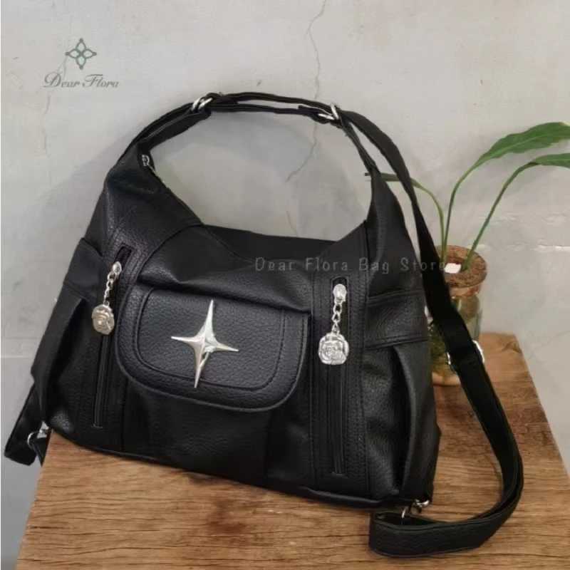 Y2k Soft Simplicity Versatile Large Capacity Tote Bags Star Classic Shoulder Bags Punk Goth Casual Crossbody New Travel Backpack Z250812