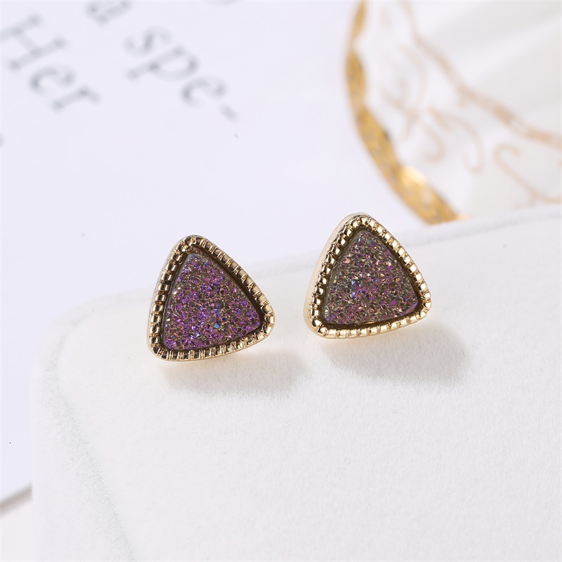 Korean Version Haruku Triangle Matte Iridescent Time Starry Sky Earrings Women's Jewelry