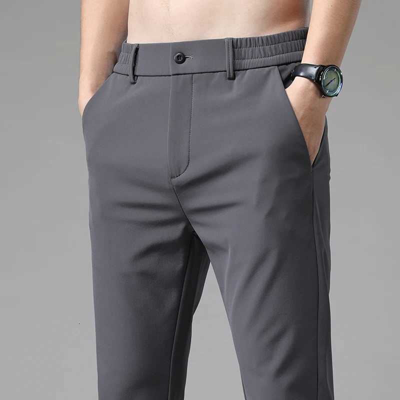 2024 Summer New Mens Thin Straight Casual Pants Classic Style Light Gray Business Stretch Trousers Male Brand W250812