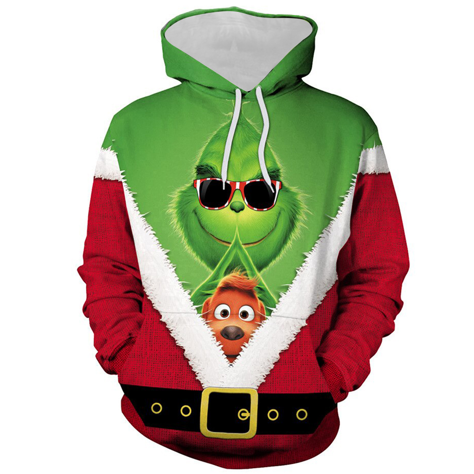 New Sweatshirt Green Fur Monster Grinch Same Style 3D Digital Print Hooded Pullover Cosplay