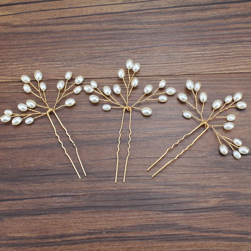 Silver Gold Color Handmade Simple Bride Hair Pin Pearl Vine Hairpin For Women Wedding Party Cute Accessories 250804
