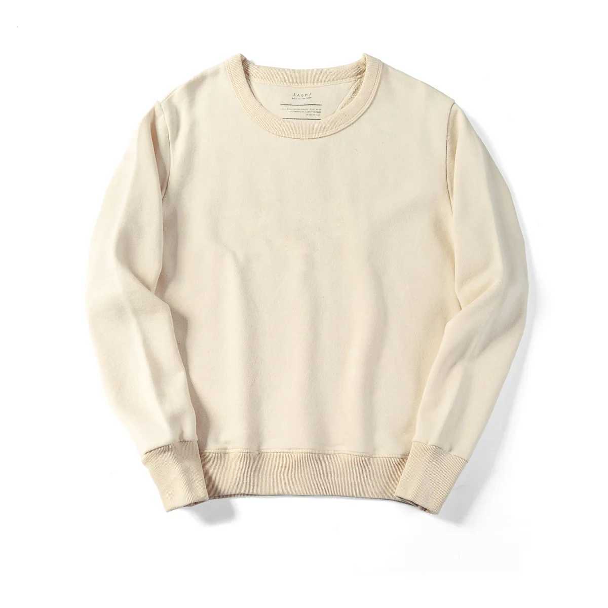 Embryo Cotton Autumn Heavyweight Retro Literary Japan Round Neck Loose Casual Sports Solid Color Bottoming Sweatshirt Y250811